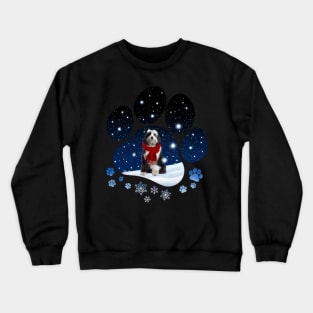 Snow Paw Tibetan Terrier Christmas Winter Holiday Crewneck Sweatshirt